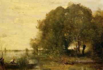 ブルック川の流れ Painting - 森が茂った半島 ジャン・バティスト・カミーユ・コローの流れ